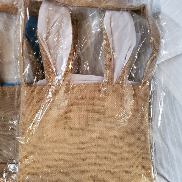 Burlap Cotton Lined Easter Basket Tote w Bunny Ears - Picture 6 of 6